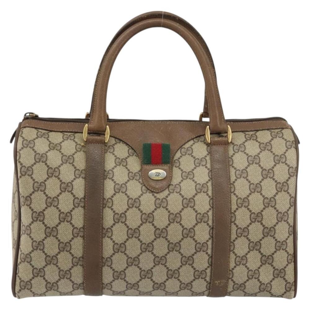 GUCCI GG Supreme Web Sherry Line Bag PVC Beige Gold 116 02 007 Auth 156427 - Picture 13 of 16